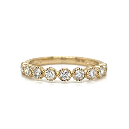 Milgrain Bezel Set Diamond Wedding Band in 14k Yellow Gold