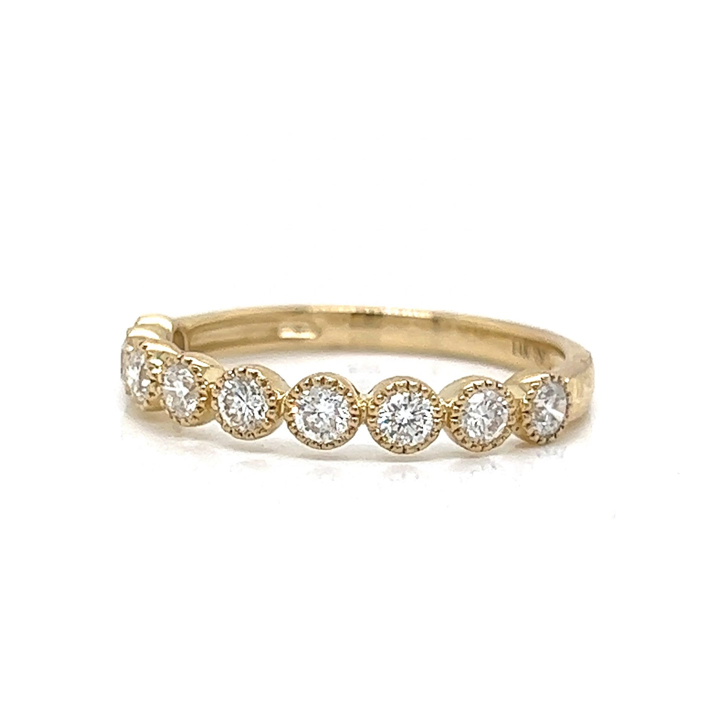 Milgrain Bezel Set Diamond Wedding Band in 14k Yellow Gold