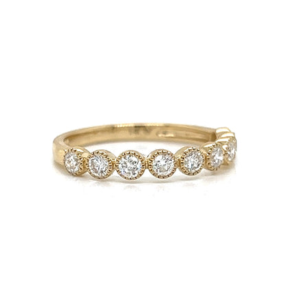 Milgrain Bezel Set Diamond Wedding Band in 14k Yellow Gold