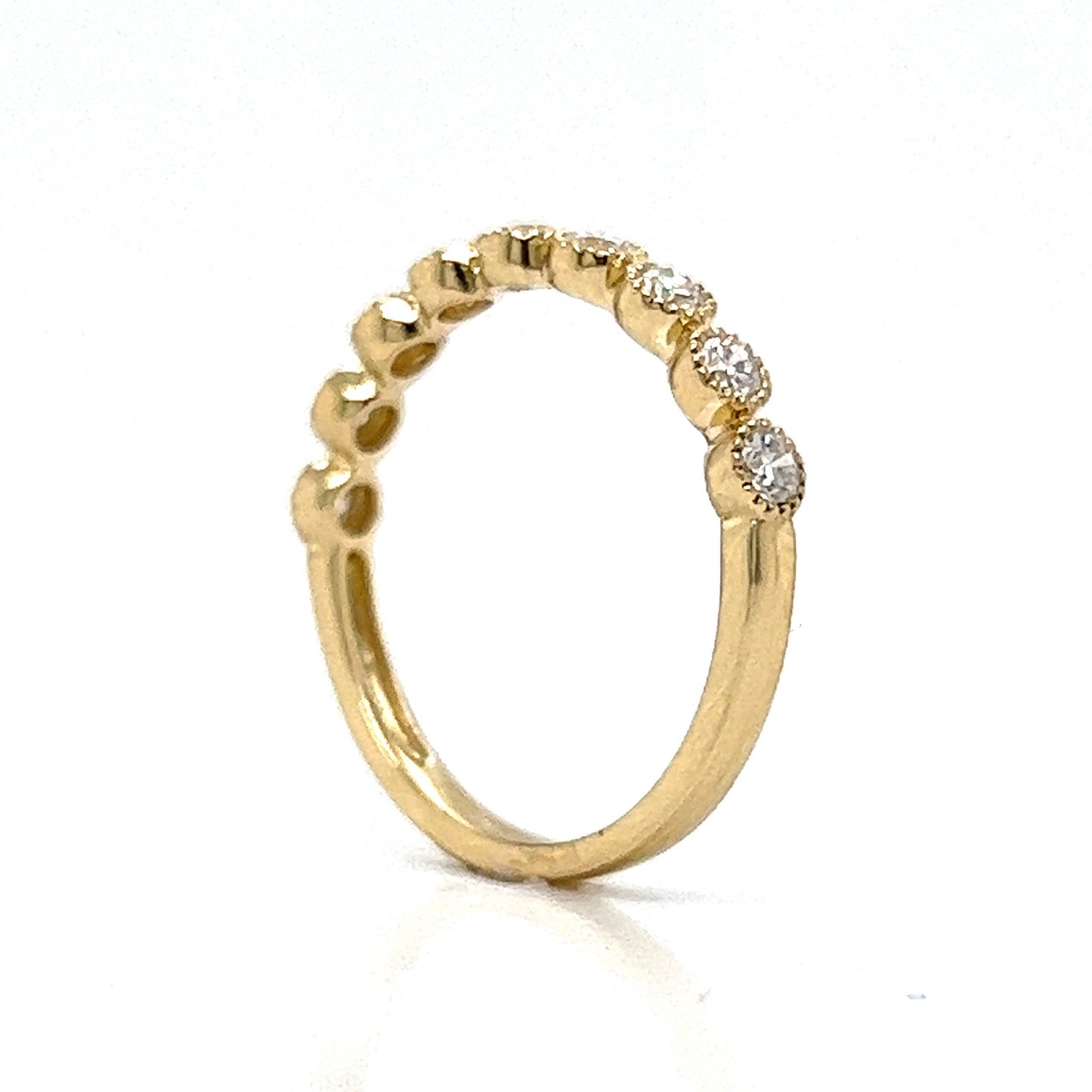 Milgrain Bezel Set Diamond Wedding Band in 14k Yellow Gold