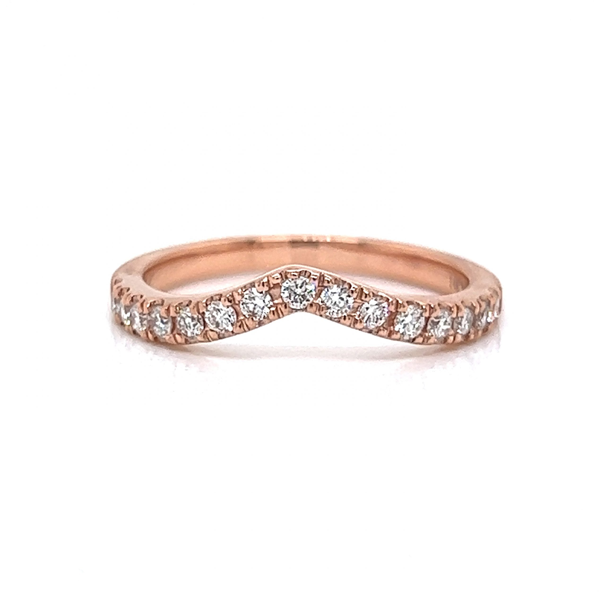 V shaped wedding band deals rose gold