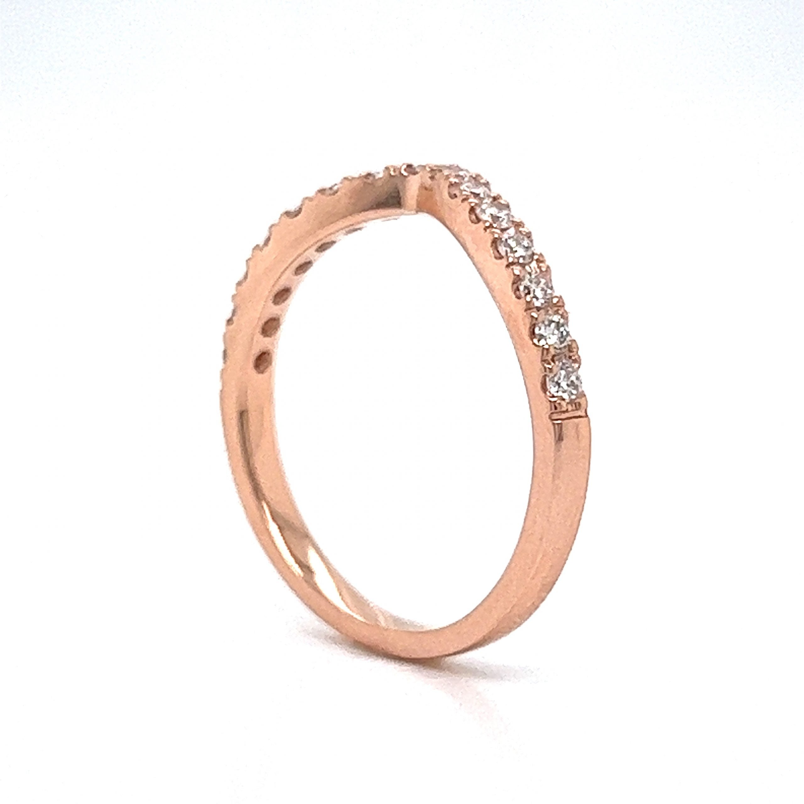 .29 V Shaped Diamond Wedding Band in 14k Rose Gold