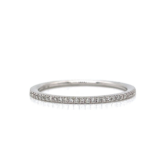 .10 Thin Diamond Wedding Band in 14k White Gold