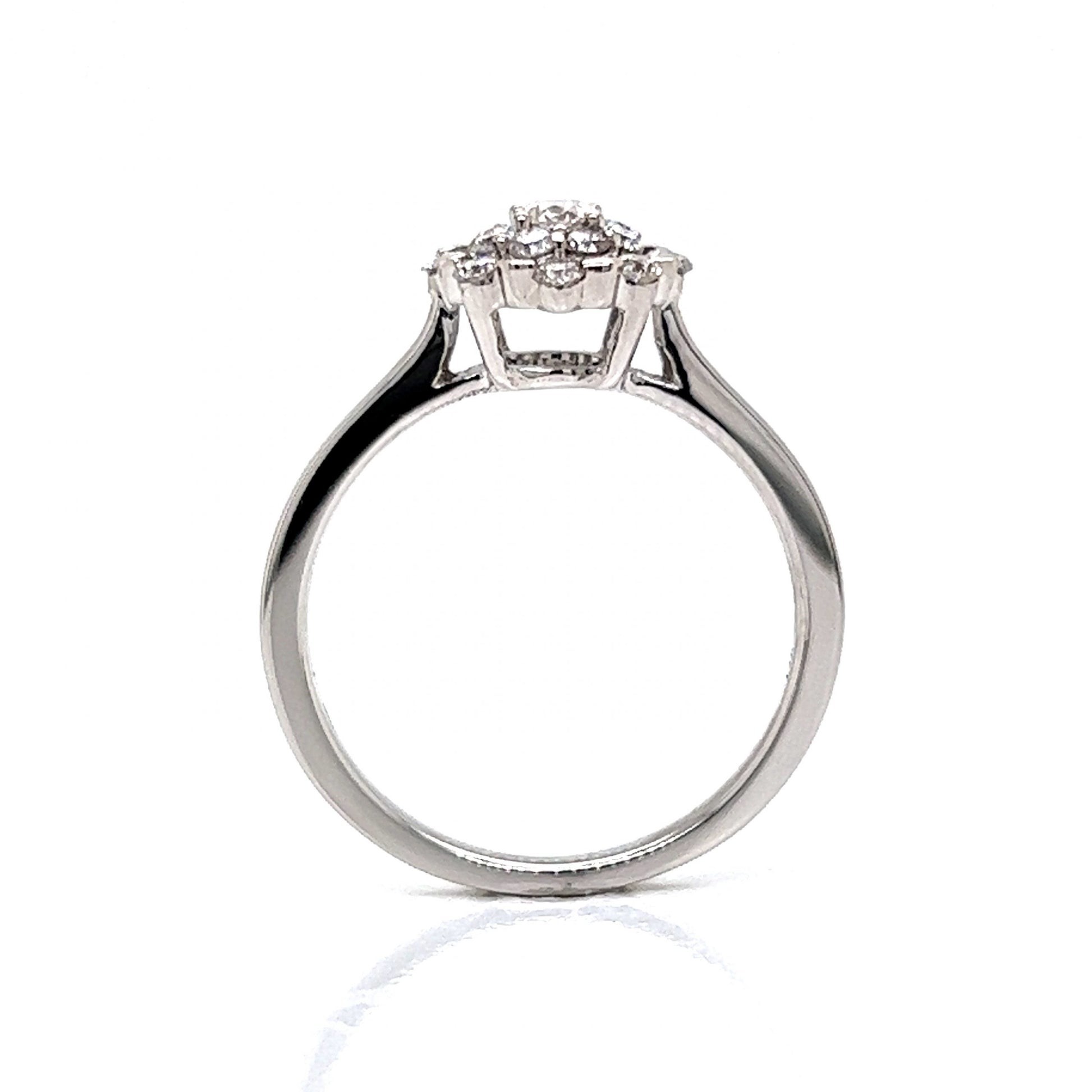 Pave Round Diamond Cluster Ring in 14k White Gold