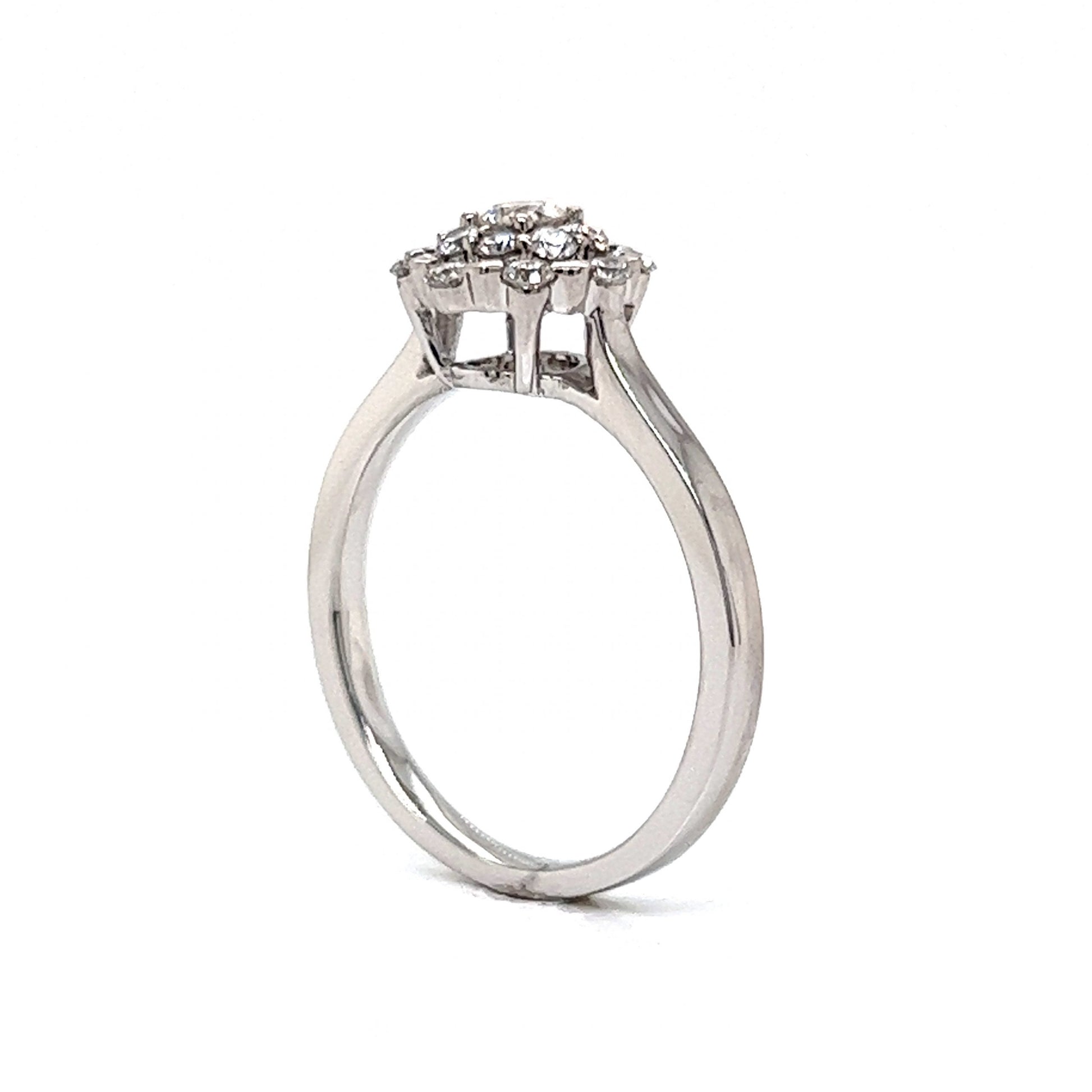 Pave Round Diamond Cluster Ring in 14k White Gold