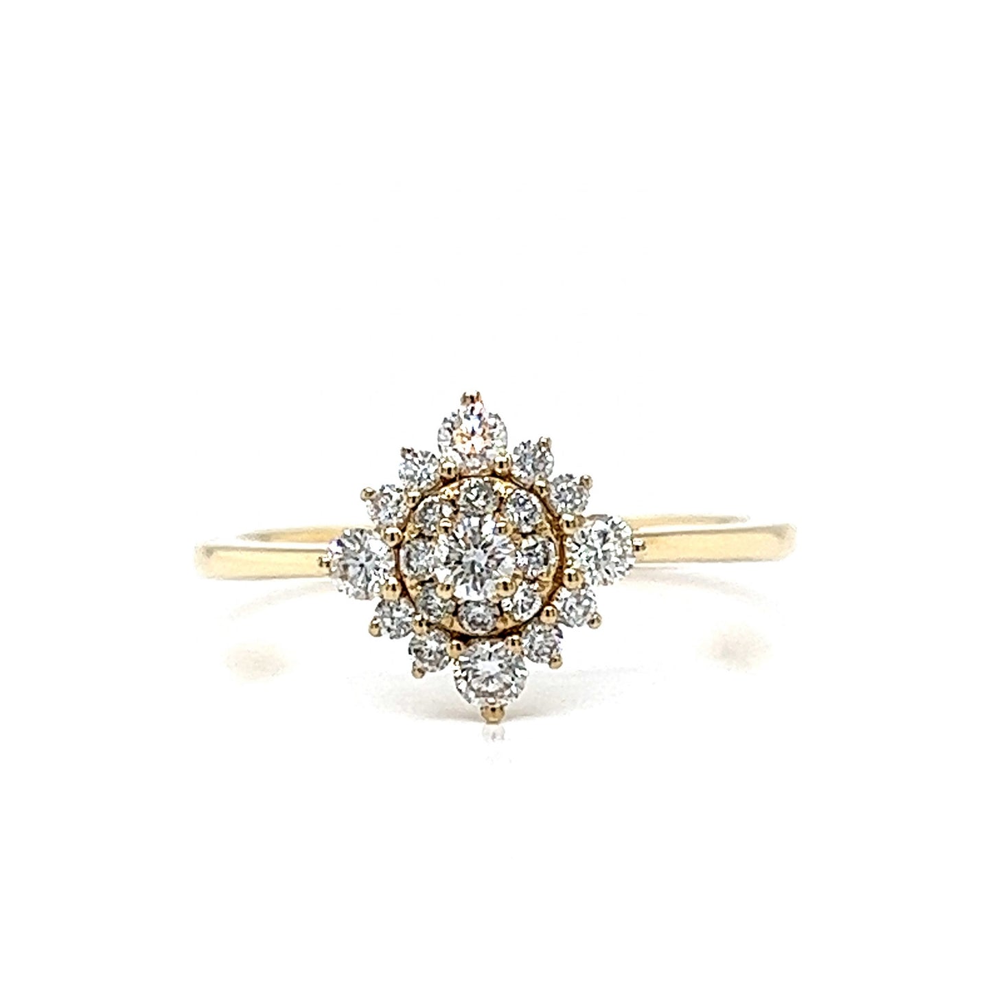 Geometric Diamond Cluster Ring in 14k Yellow Gold