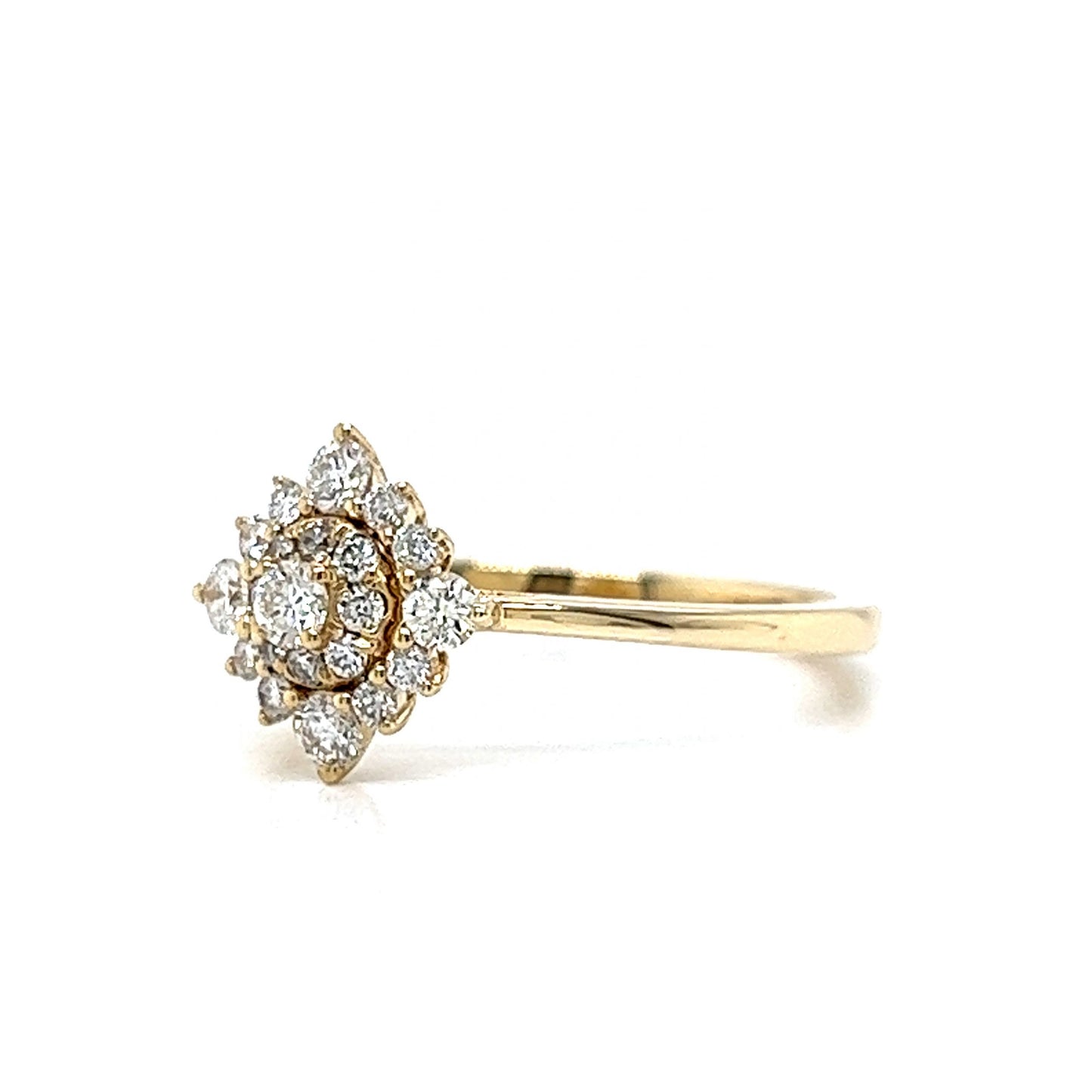 Geometric Diamond Cluster Ring in 14k Yellow Gold