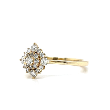 Geometric Diamond Cluster Ring in 14k Yellow Gold