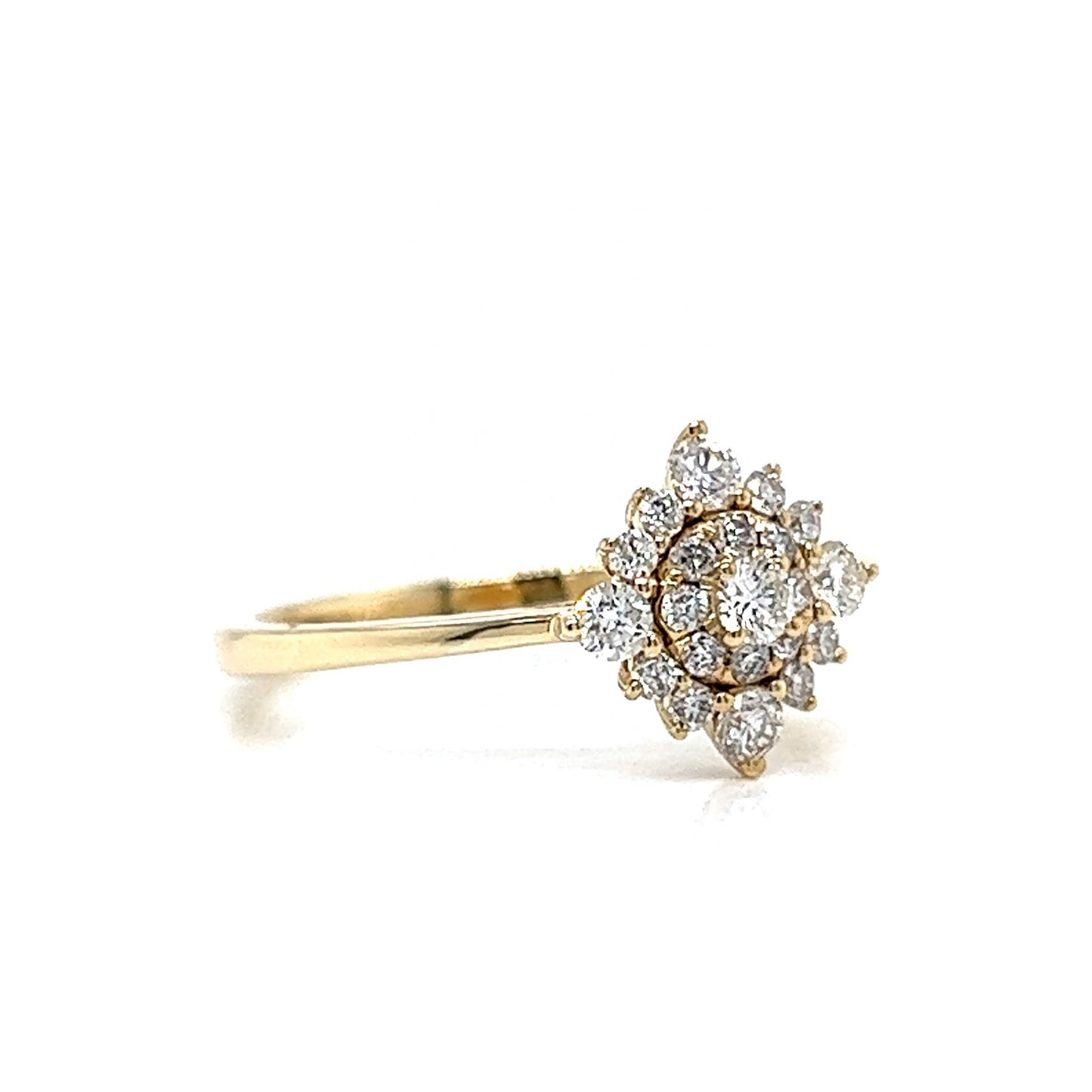 Geometric Diamond Cluster Ring in 14k Yellow Gold