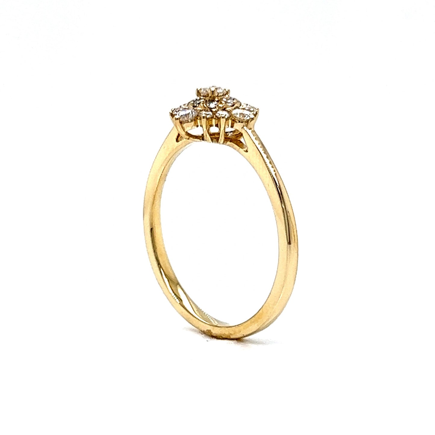 Geometric Diamond Cluster Ring in 14k Yellow Gold