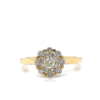 .50 Modern Round Diamond Cluster Engagement Ring in 14k Gold