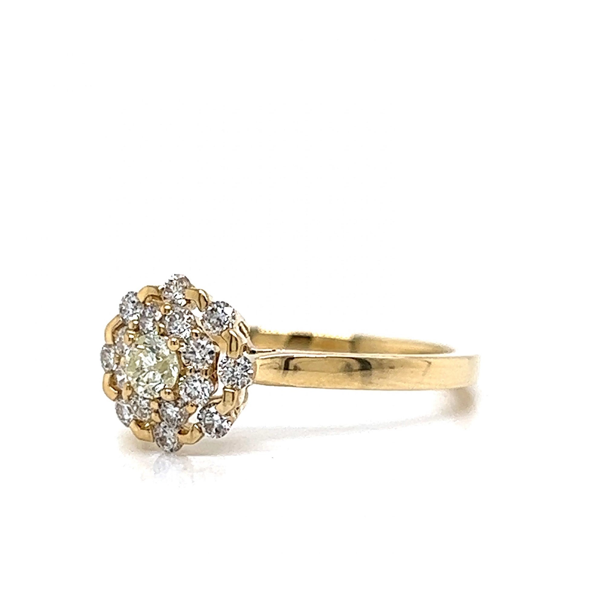 .50 Modern Round Diamond Cluster Engagement Ring in 14k Gold