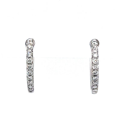 15mm Round Diamond Hoop Earrings in 14k White Gold