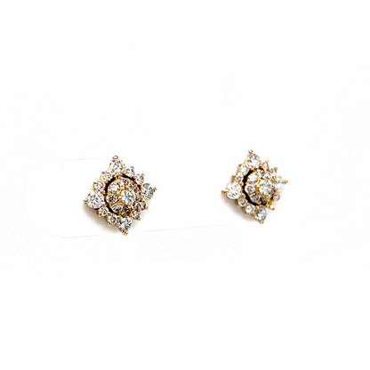 Geometric Pave Diamond Stud Earrings in 14k Yellow Gold