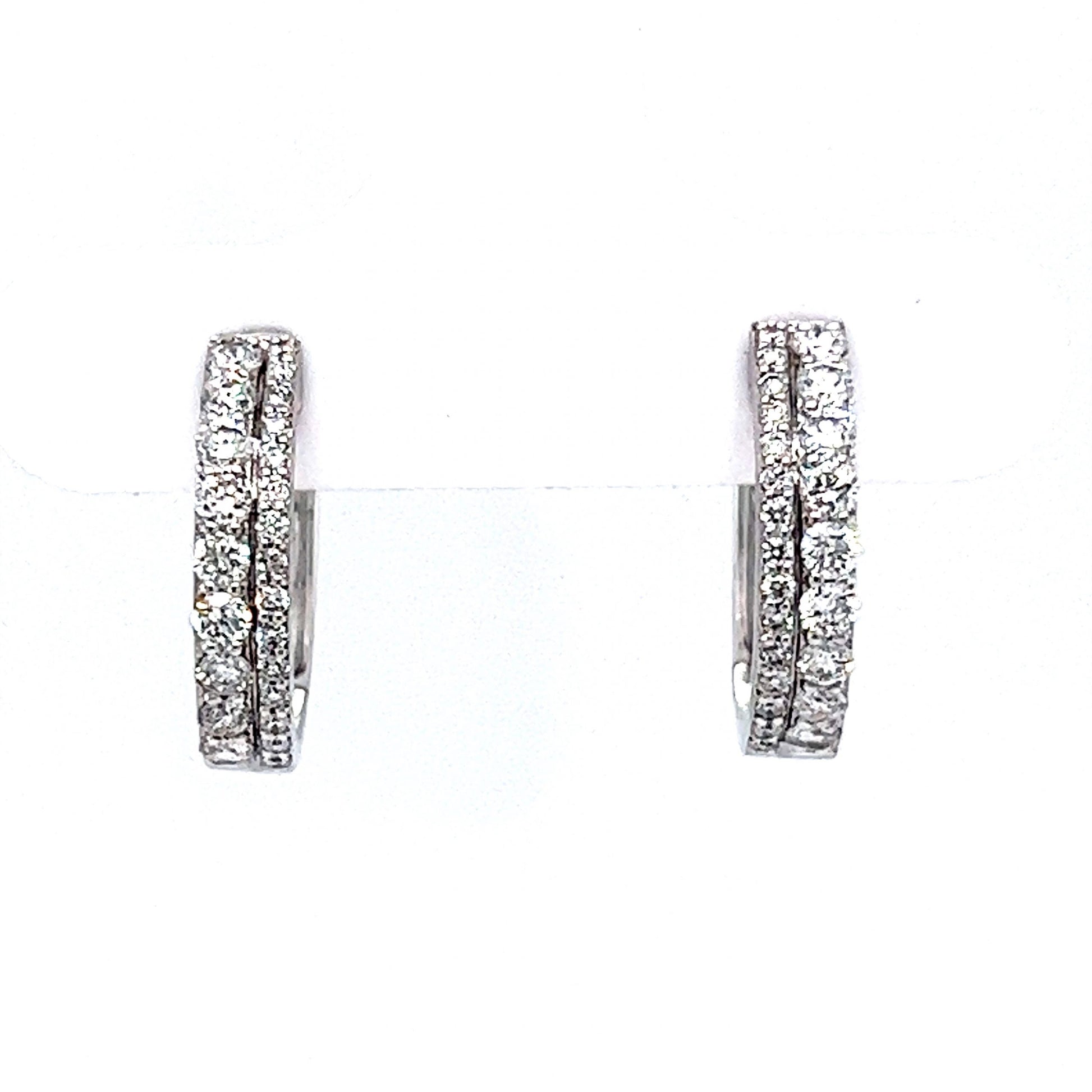 Stacked Diamond Hoop Earrings in 14k White Gold