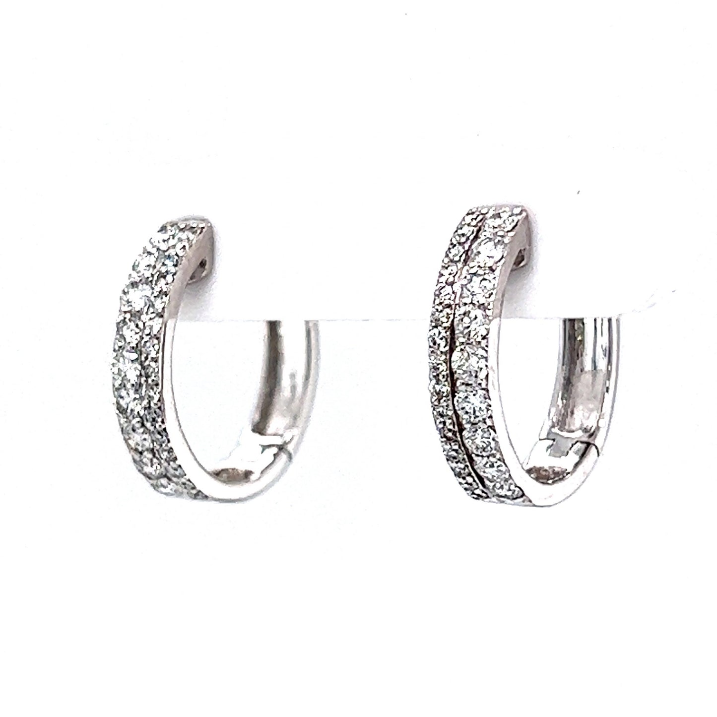 Stacked Diamond Hoop Earrings in 14k White Gold