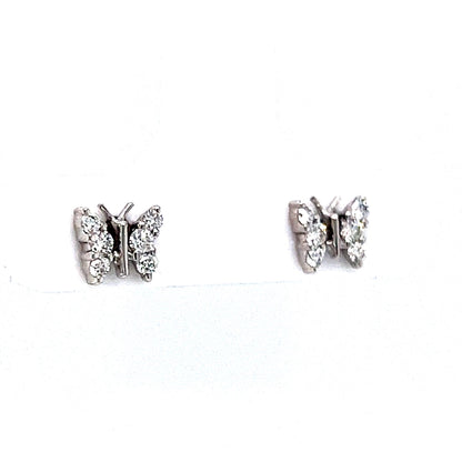 Pave Diamond Butterfly Stud Earrings in 14k White Gold