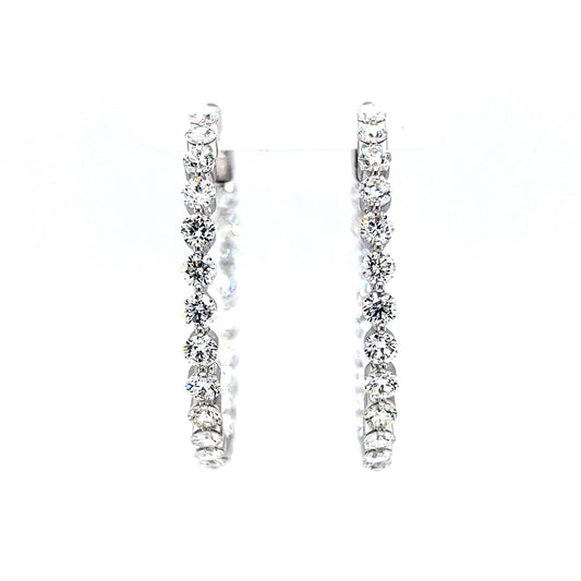 6.05 Round Brilliant Diamond Hoop Earrings in 18k White Gold