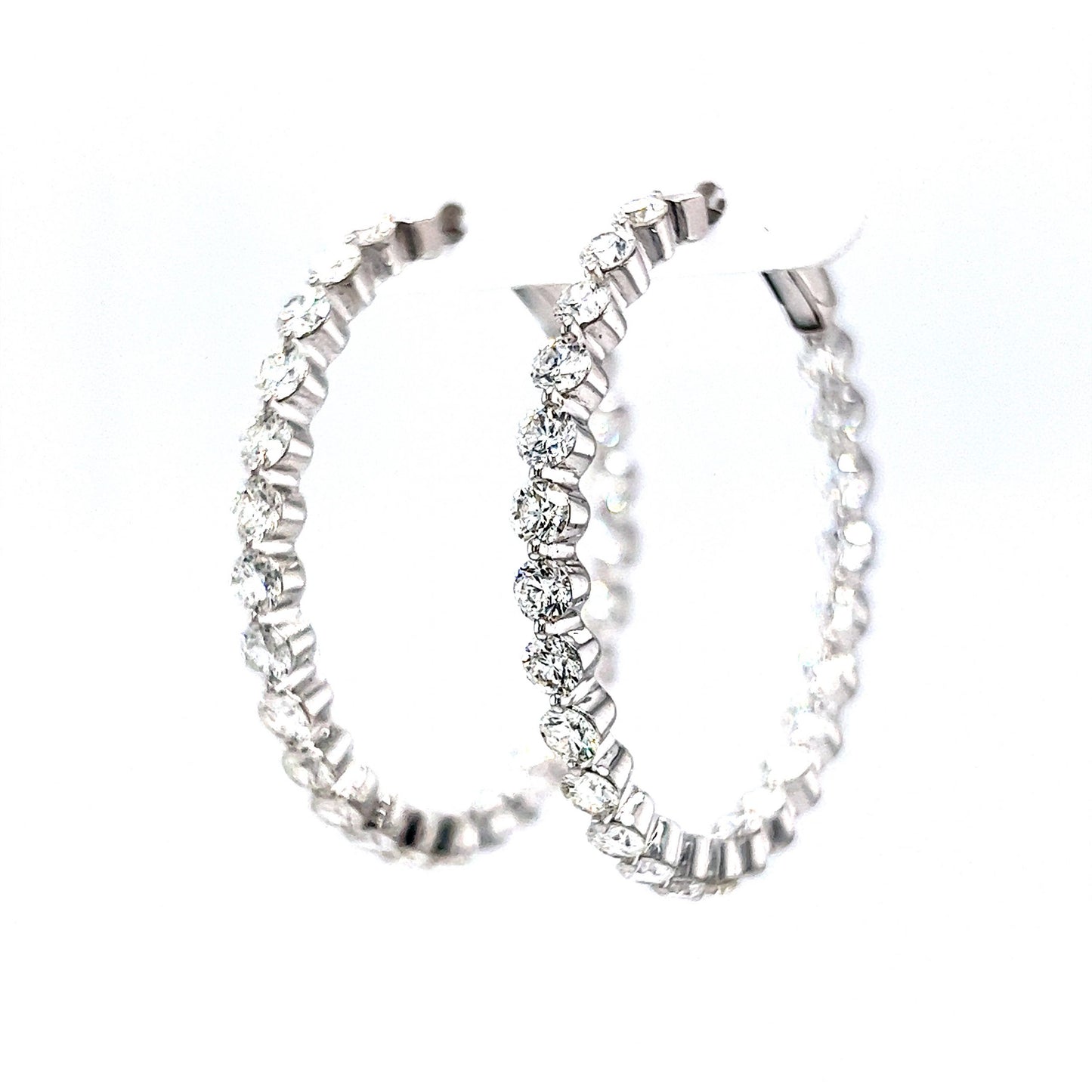 6.05 Round Brilliant Diamond Hoop Earrings in 18k White Gold