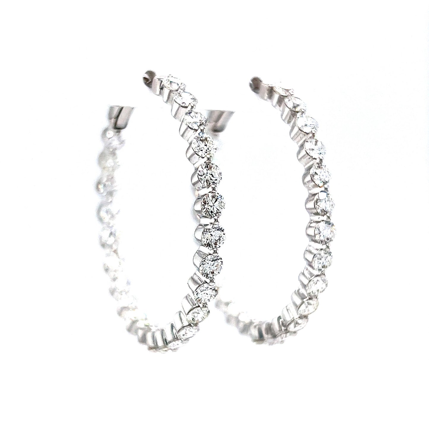 6.05 Round Brilliant Diamond Hoop Earrings in 18k White Gold