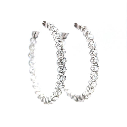 6.05 Round Brilliant Diamond Hoop Earrings in 18k White Gold