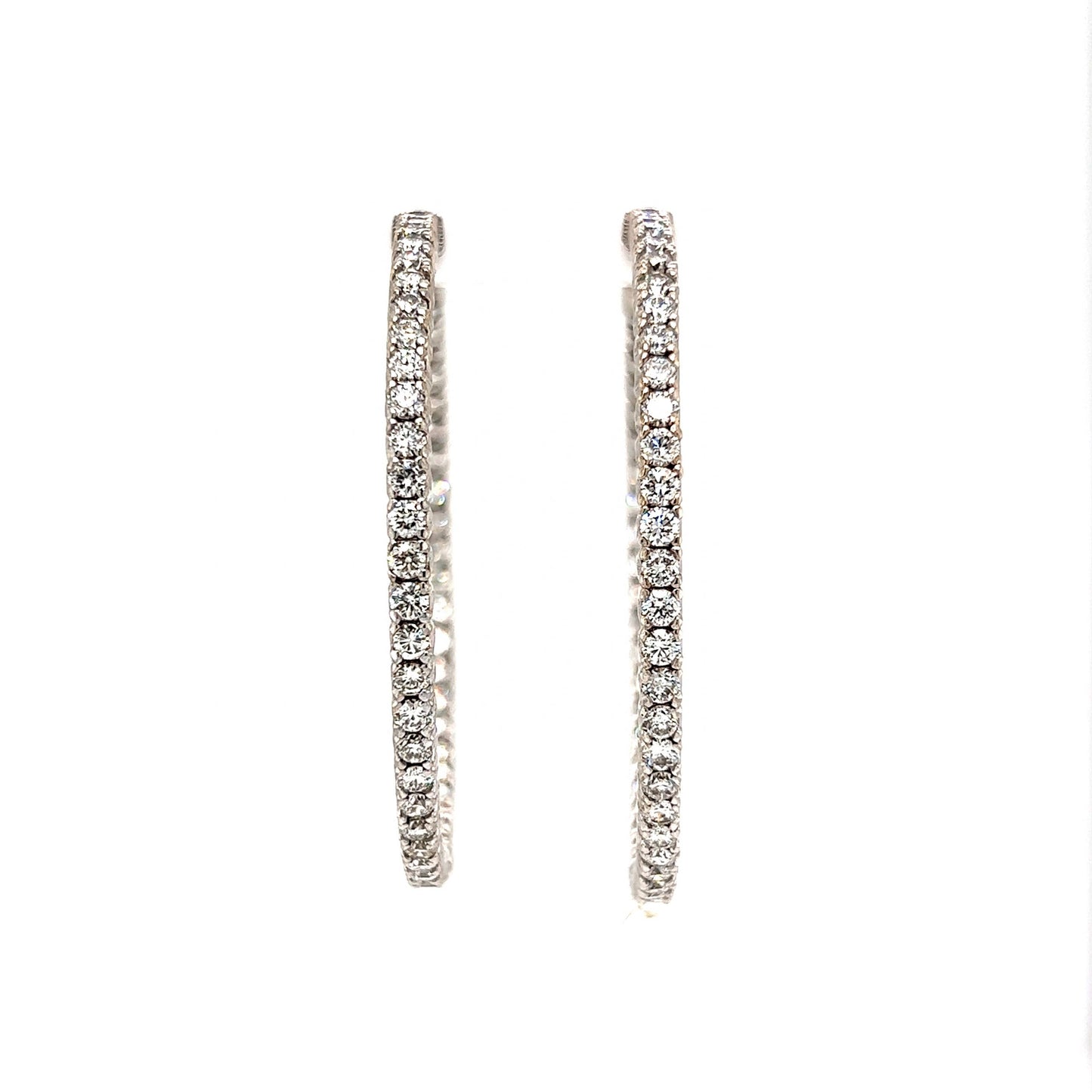 6.00 Round Brilliant Diamond Hoop Earrings in 14k White Gold