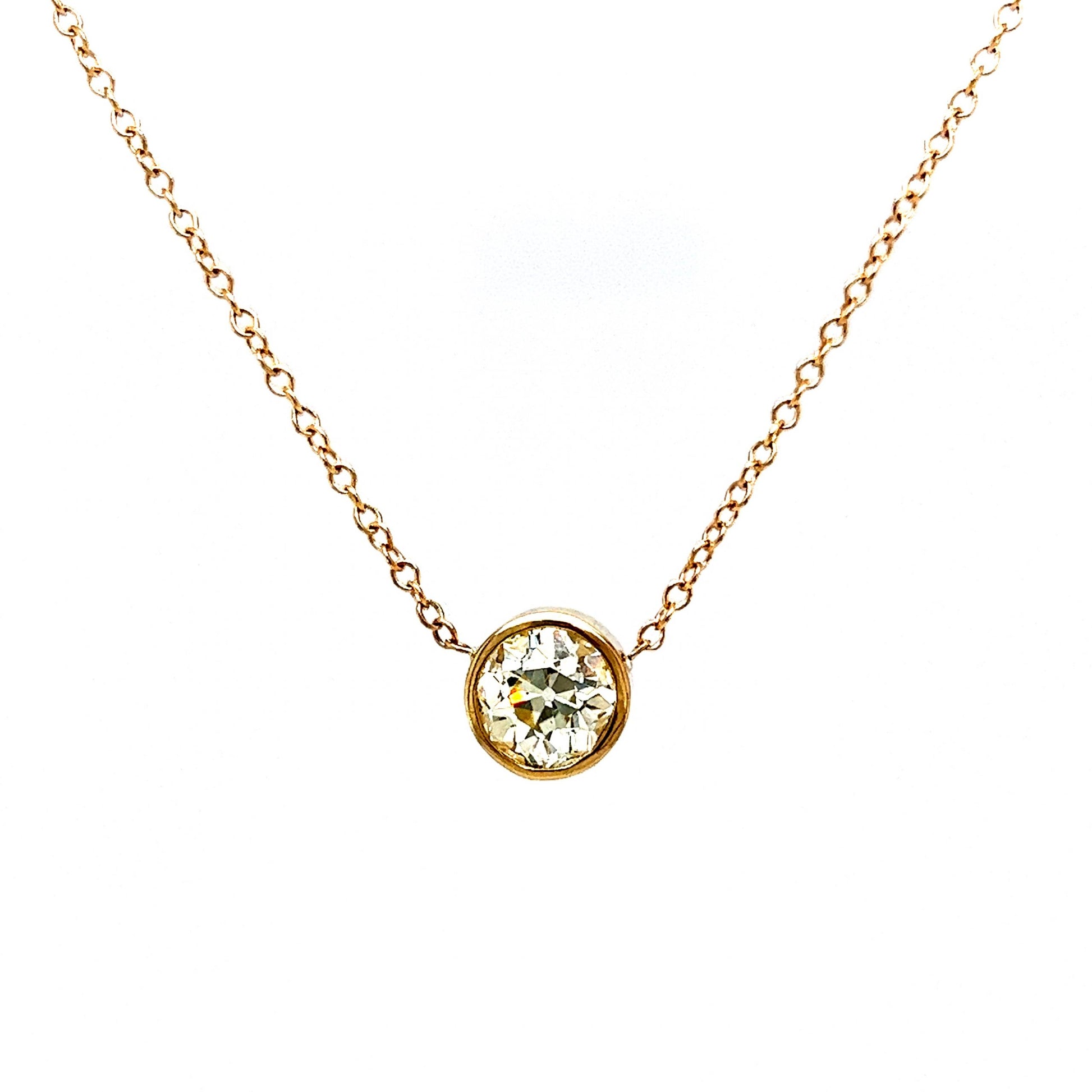 Bezel set diamond necklace yellow gold Clearance