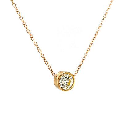 1.18 Bezel Set Diamond Pendant Necklace in 14k Yellow Gold