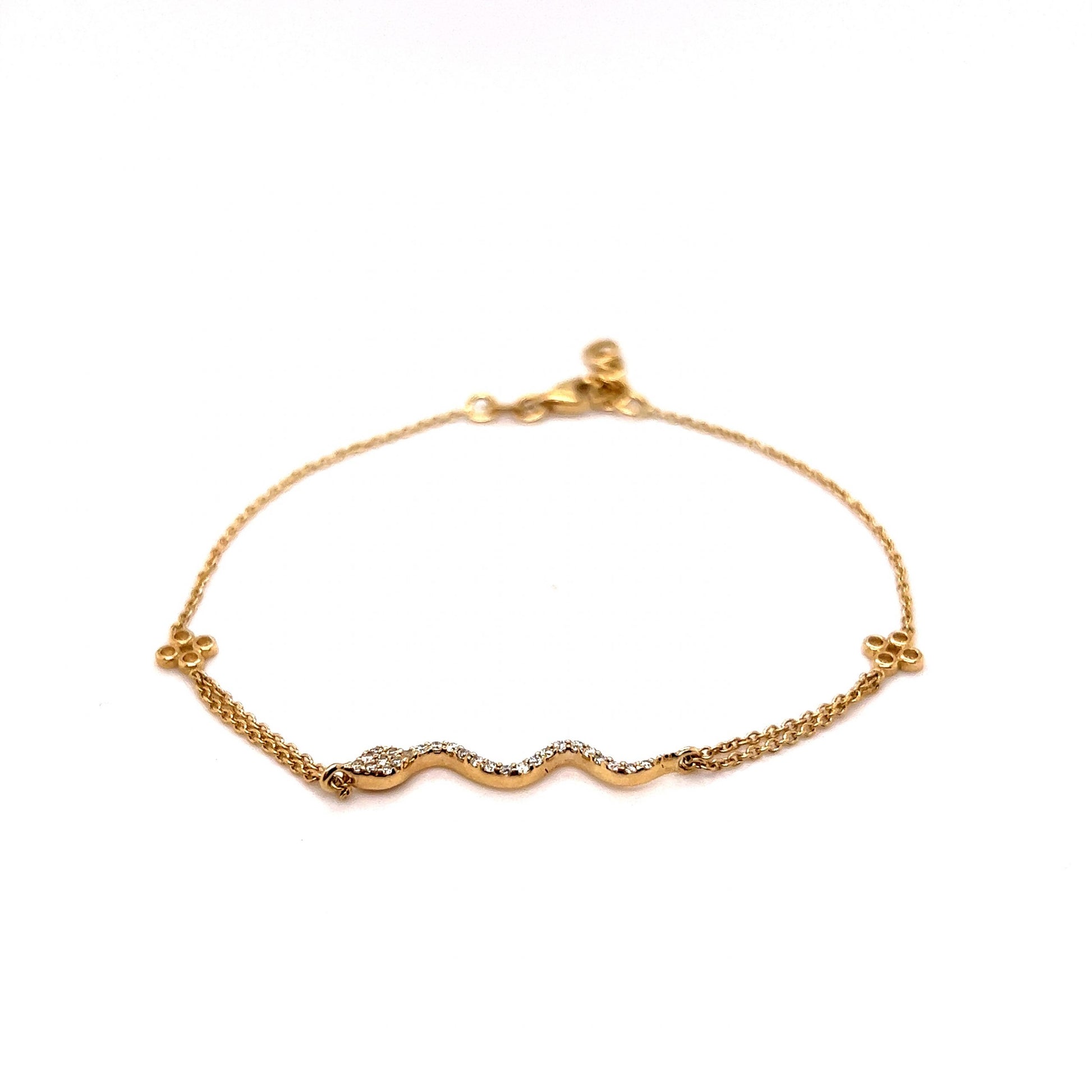 Pave Diamond Snake Chain Bracelet in 14k Yellow Gold