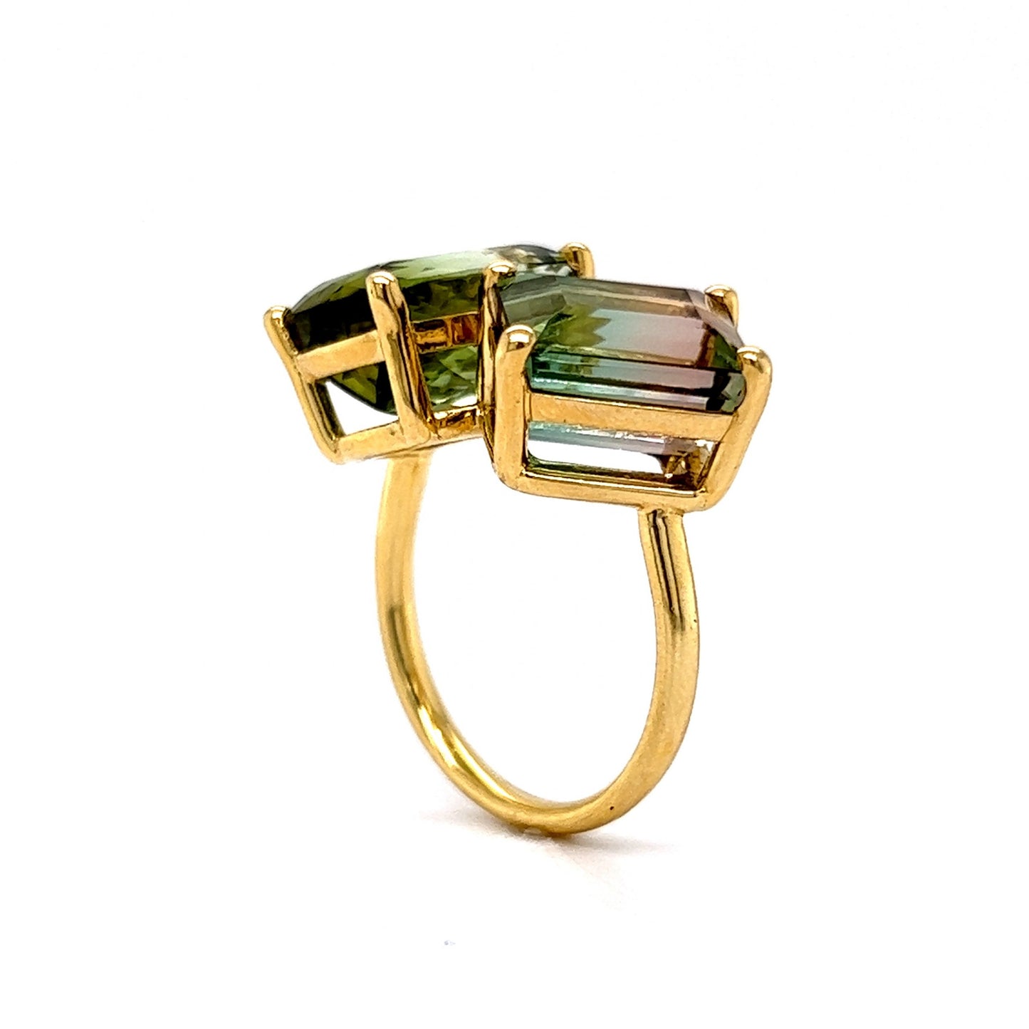 Two Stone Tourmaline Cocktail Ring in 18k Yellow Gold