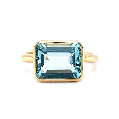 ***ON HOLD*** Classic Bezel Set Aquamarine Cocktail Ring in 14k Yellow Gold