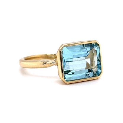 ***ON HOLD*** Classic Bezel Set Aquamarine Cocktail Ring in 14k Yellow Gold