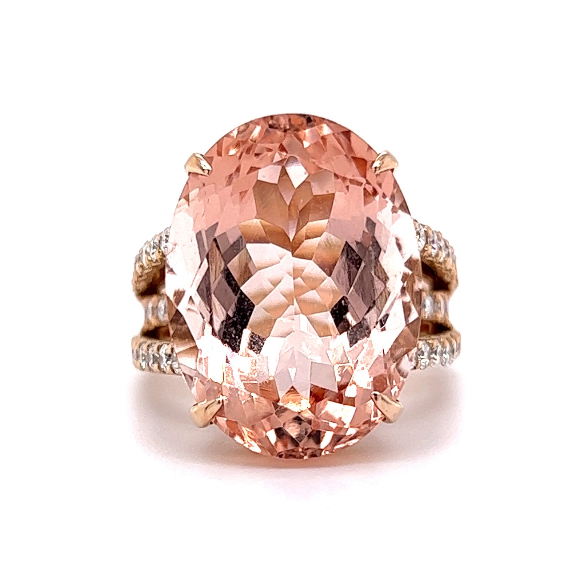 Morganite Pave Diamond Cocktail Ring in 18k Rose Gold – Filigree