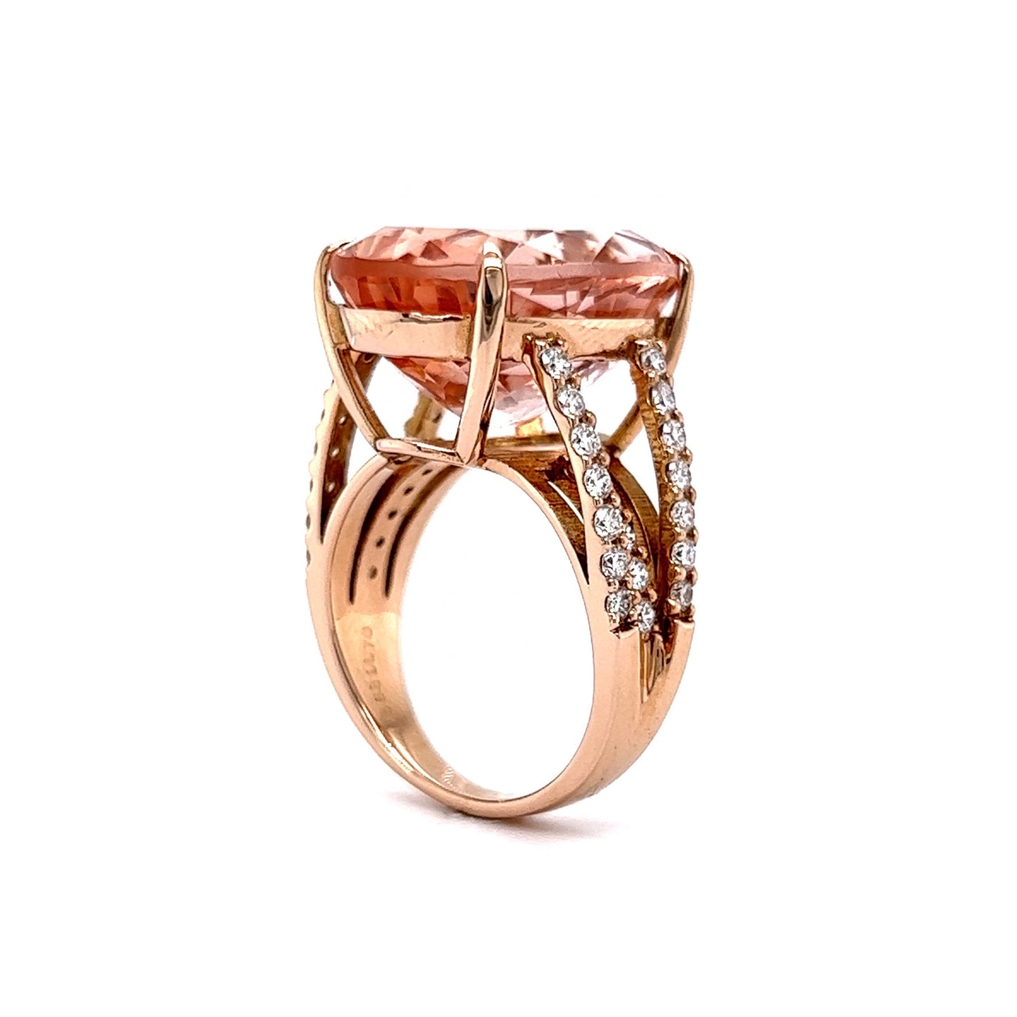 Morganite & Pave Diamond Cocktail Ring in 18k Rose Gold