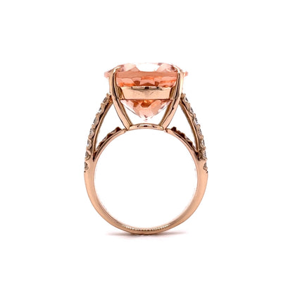 Morganite & Pave Diamond Cocktail Ring in 18k Rose Gold