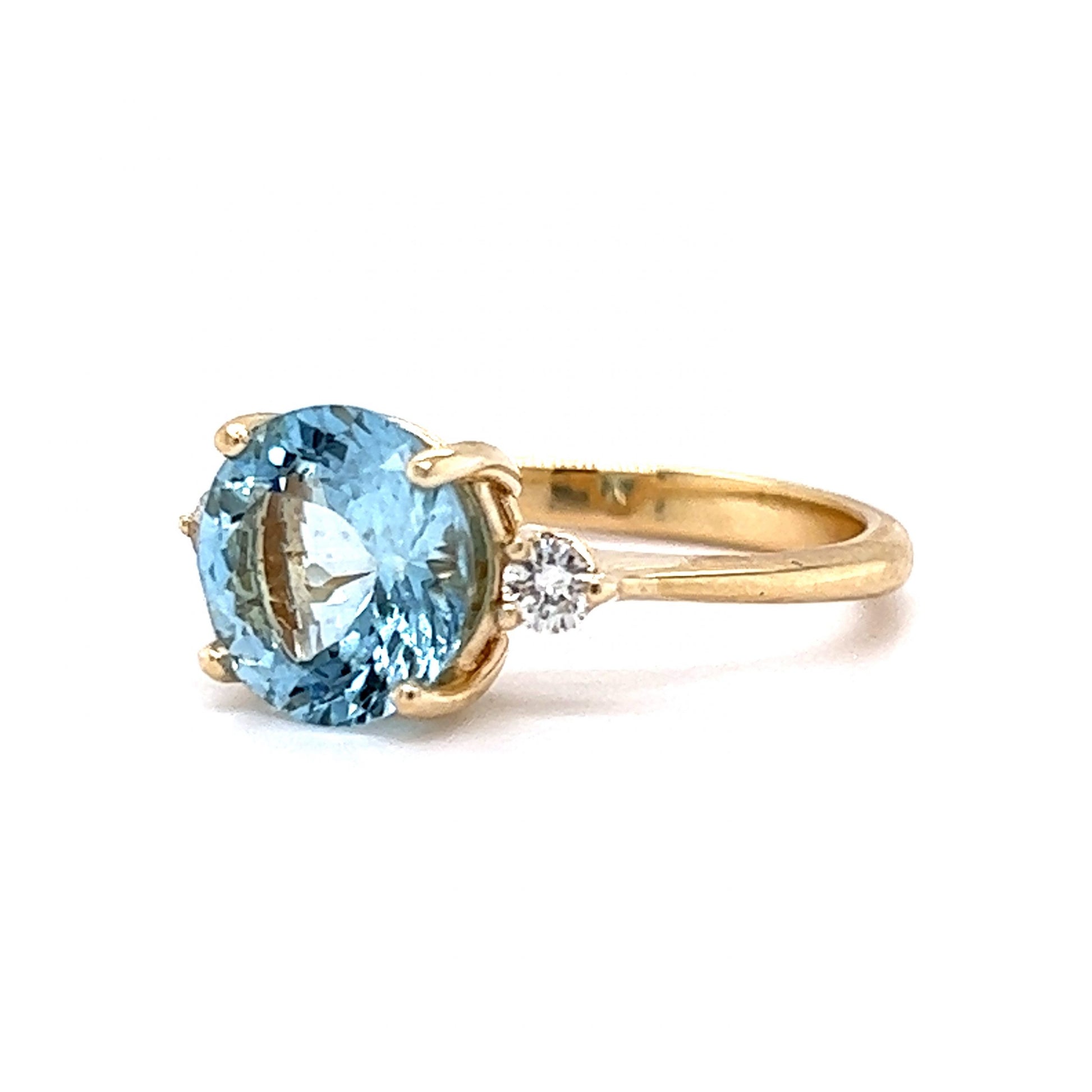 2.21 Aquamarine & Diamond Engagement Ring in 14k Gold
