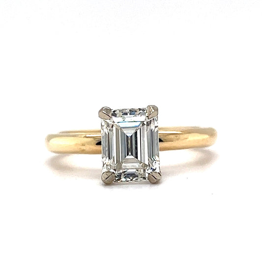 1.86 Solitaire Emerald Cut Diamond Engagement Ring in 14k Gold