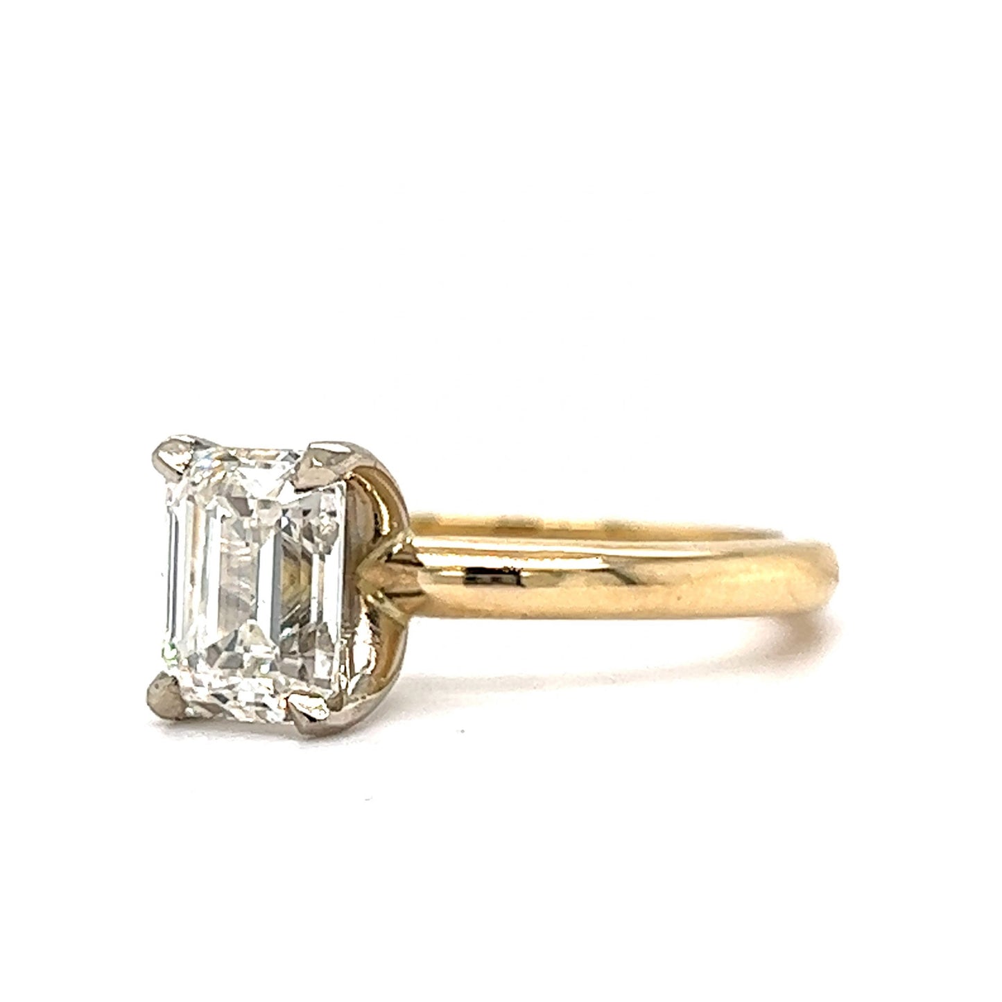 1.86 Solitaire Emerald Cut Diamond Engagement Ring in 14k Gold