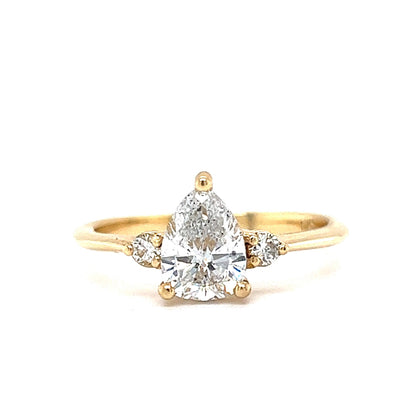 Colorless 1.01 Pear Cut Diamond Engagement Ring in 14k Gold