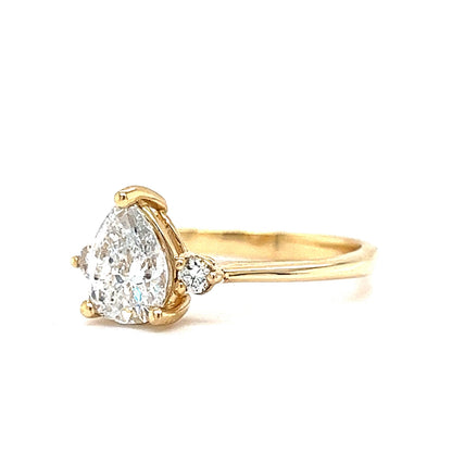 Colorless 1.01 Pear Cut Diamond Engagement Ring in 14k Gold