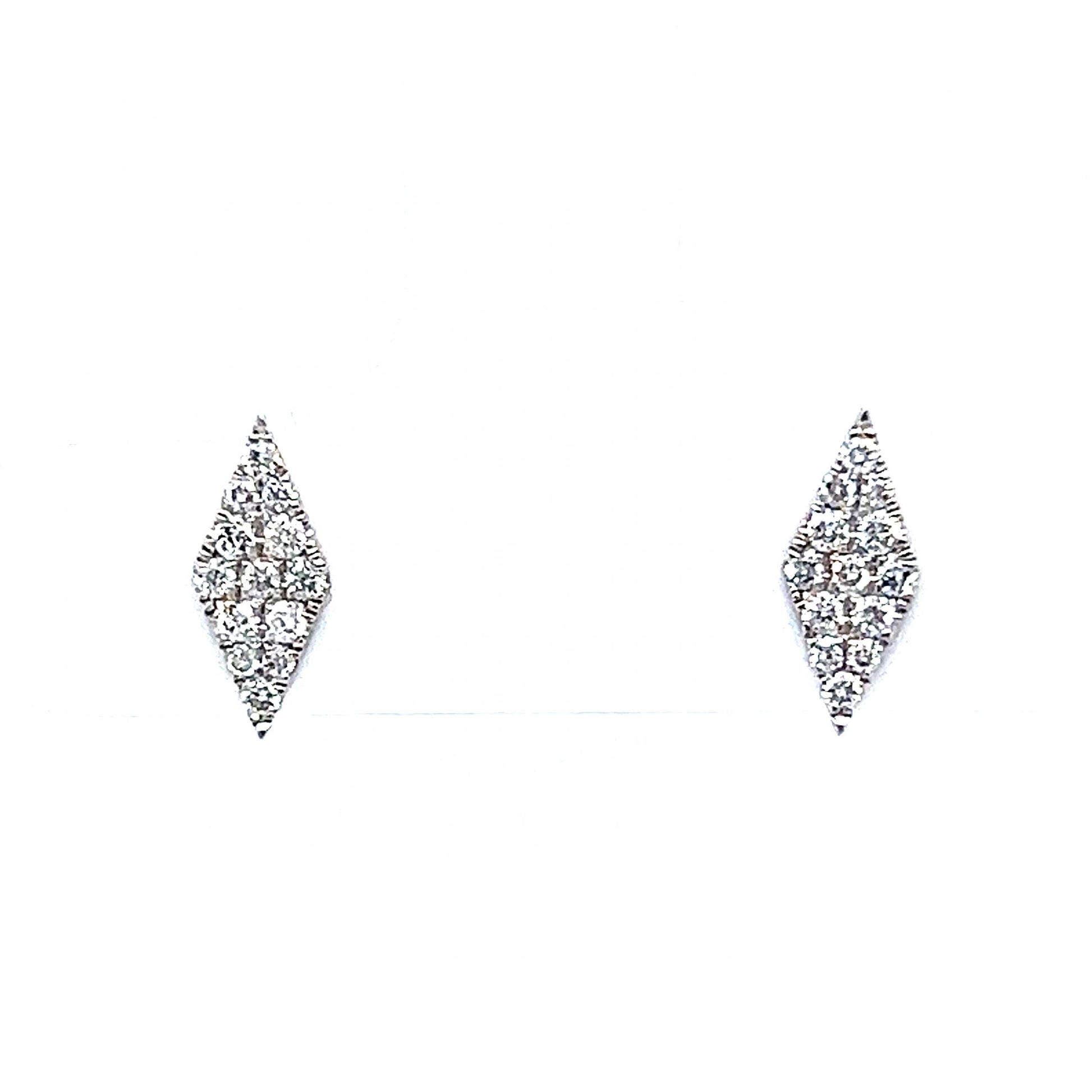 Pave Diamond Rhombus Stud Earrings in 14k White Gold