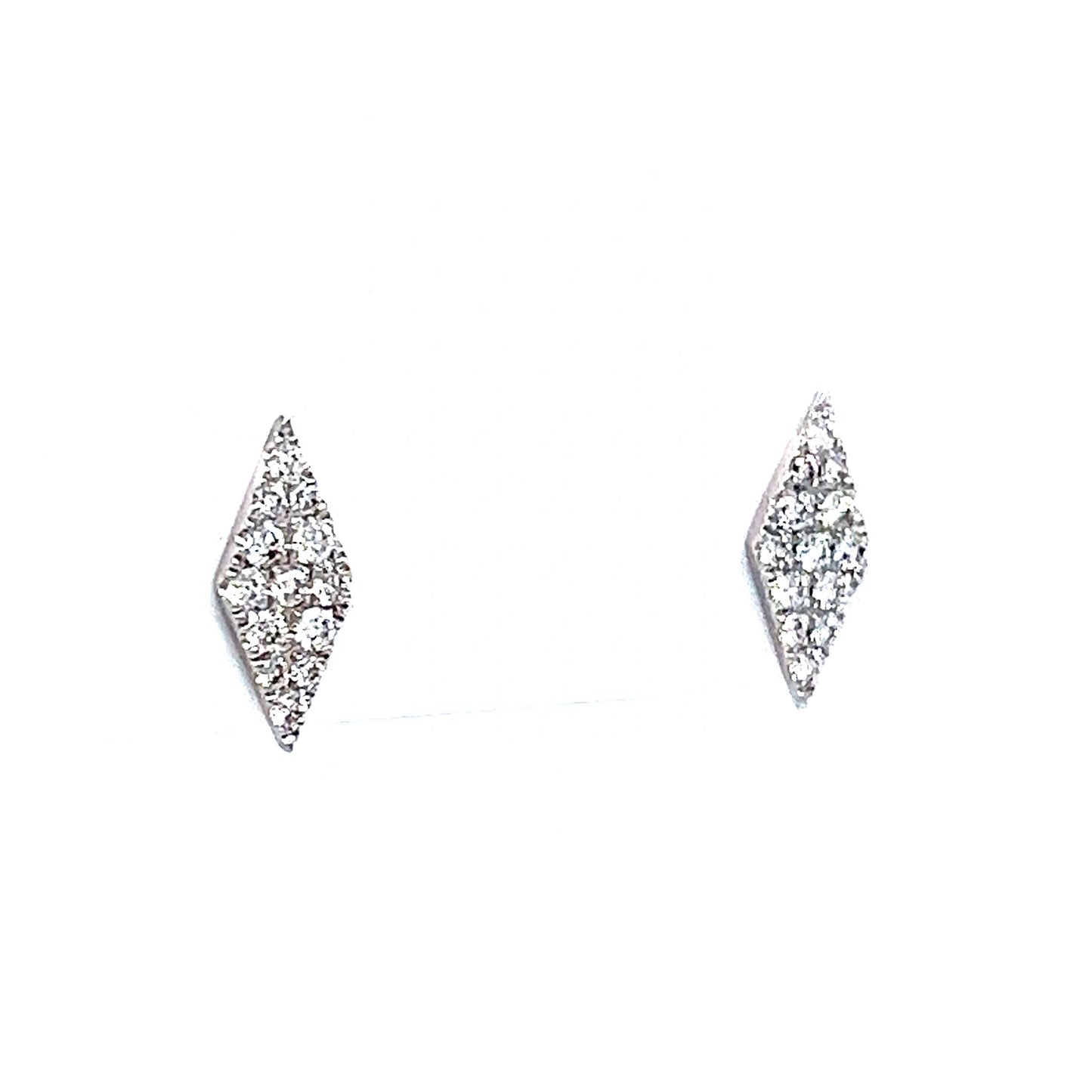 Pave Diamond Rhombus Stud Earrings in 14k White Gold