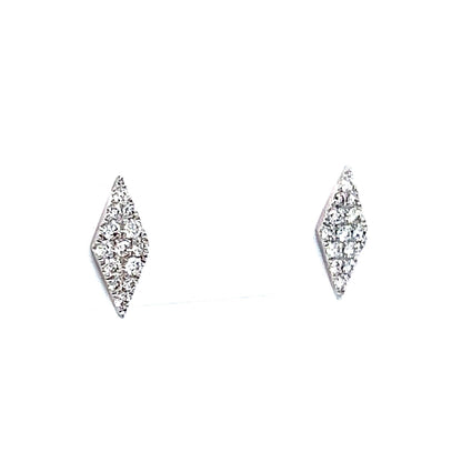 Pave Diamond Rhombus Stud Earrings in 14k White Gold