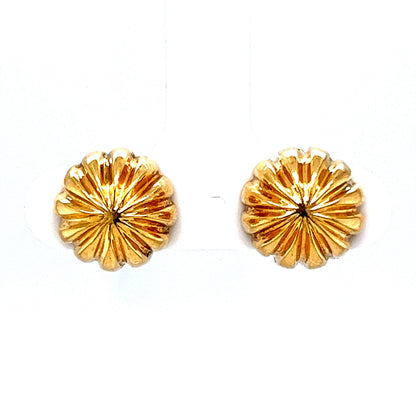 Modern Textured Round Stud Earrings in 14k Yellow Gold