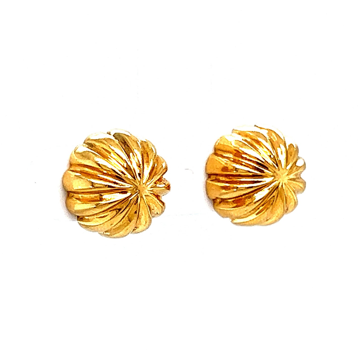 Modern Textured Round Stud Earrings in 14k Yellow Gold