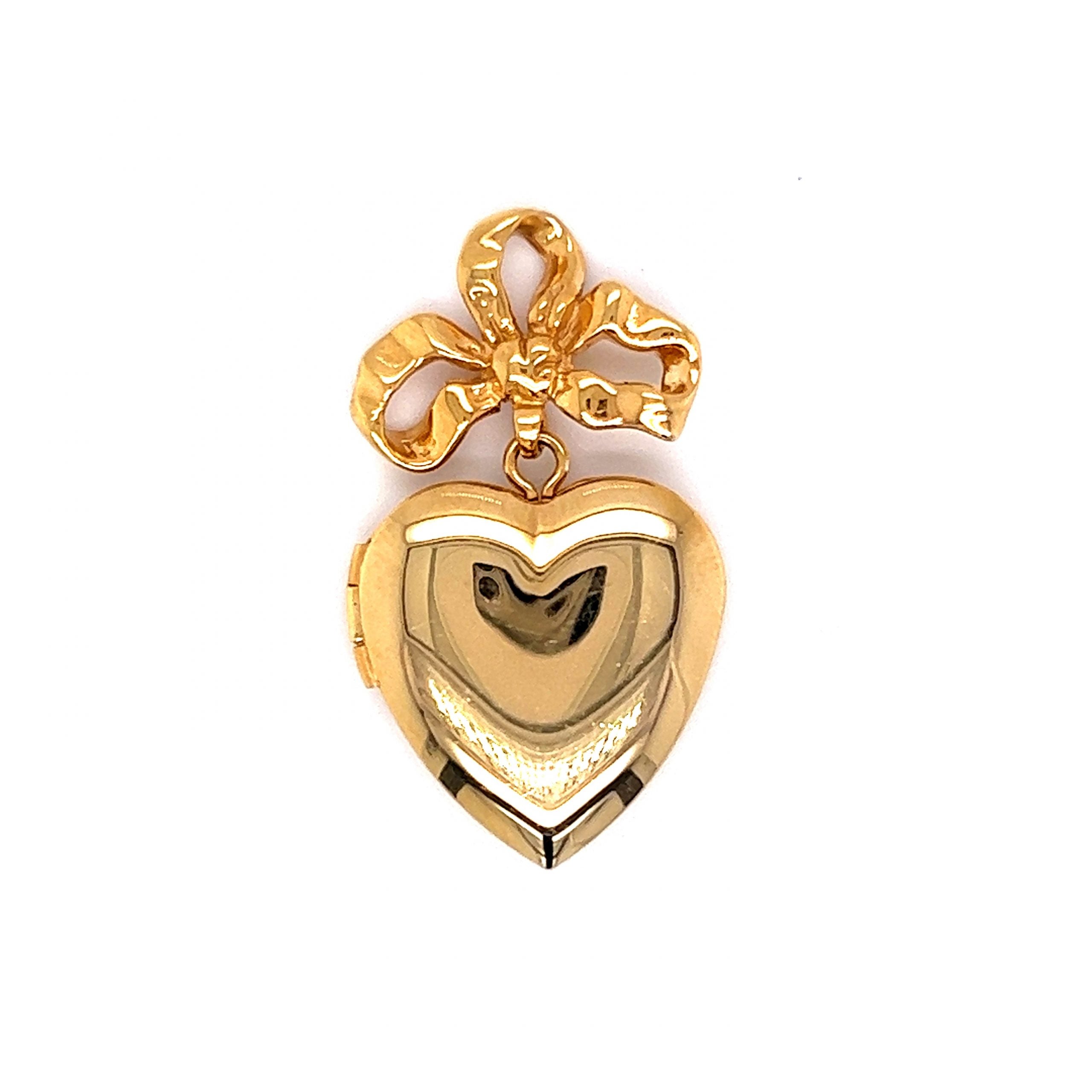 14k Filagree Bow Heart outlet Charm Pendant