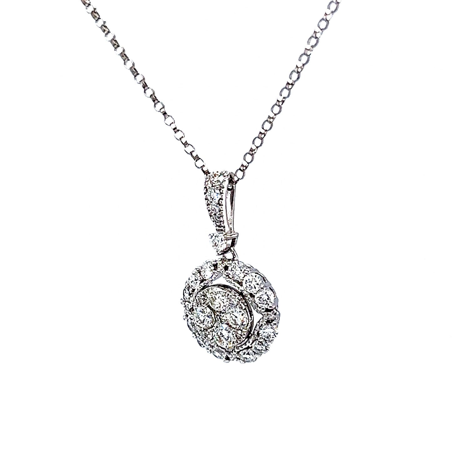 Round Brilliant Diamond Pendant Necklace in 14k White Gold