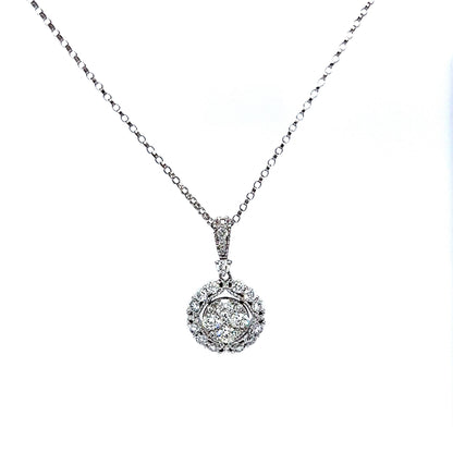 Round Brilliant Diamond Pendant Necklace in 14k White Gold