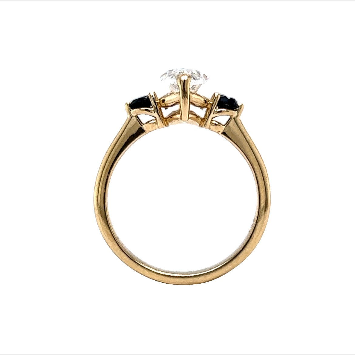 1.53 Marquise Cut & Black Diamond Engagement Ring in 14k Gold
