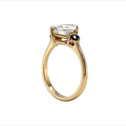 1.53 Marquise Cut & Black Diamond Engagement Ring in 14k Gold